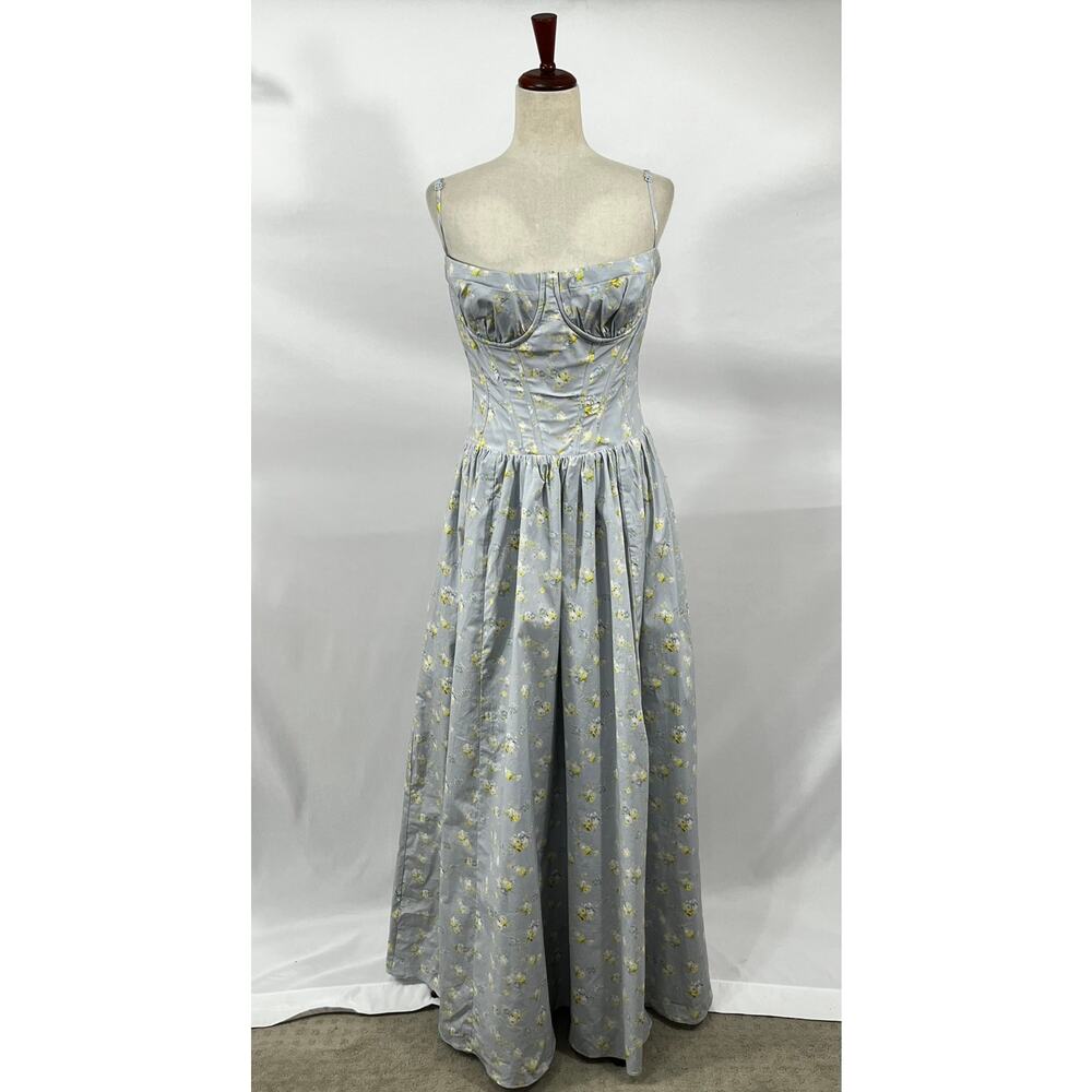 HOUSE OF CB Sz M Medium Bigger Cup Blue Dress Rona Blue Floral Corset - Picture 7 of 11